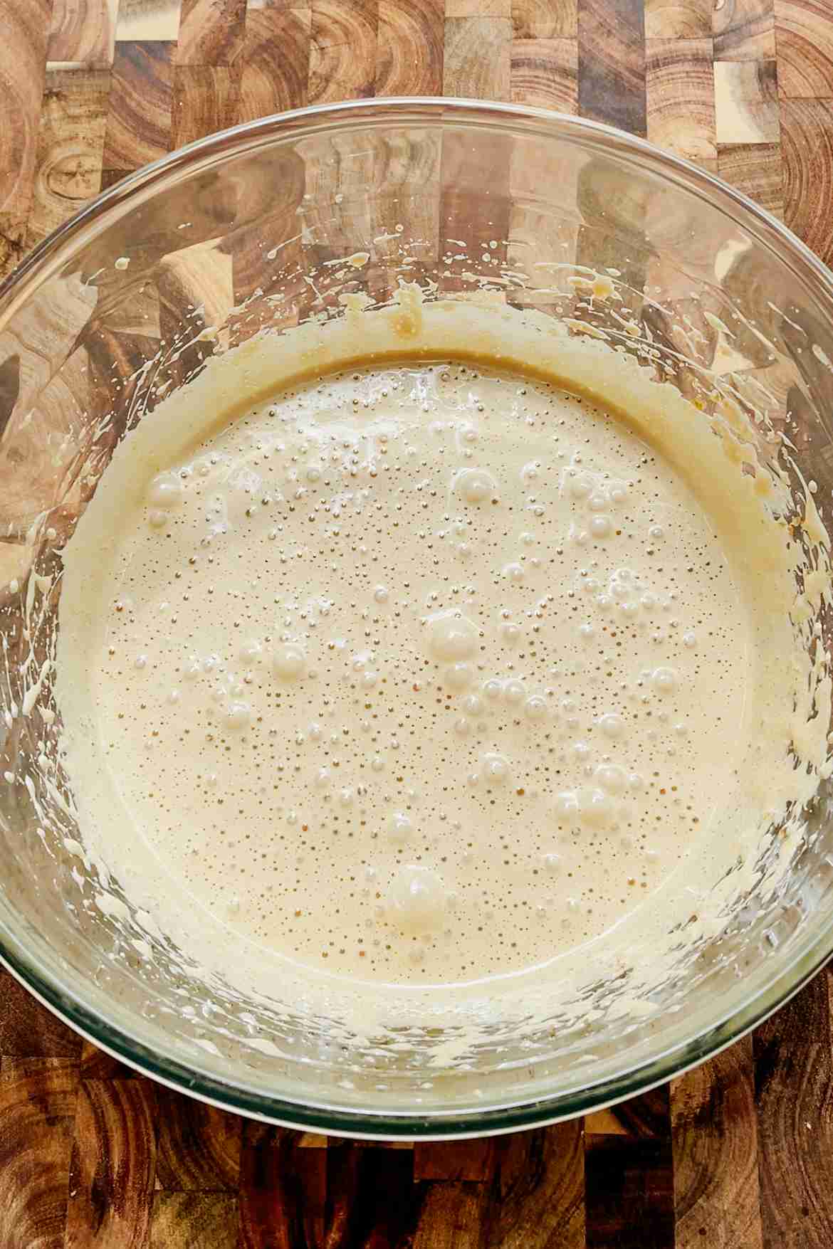 Eggs and sugar whisked together until thick and pale in a bowl