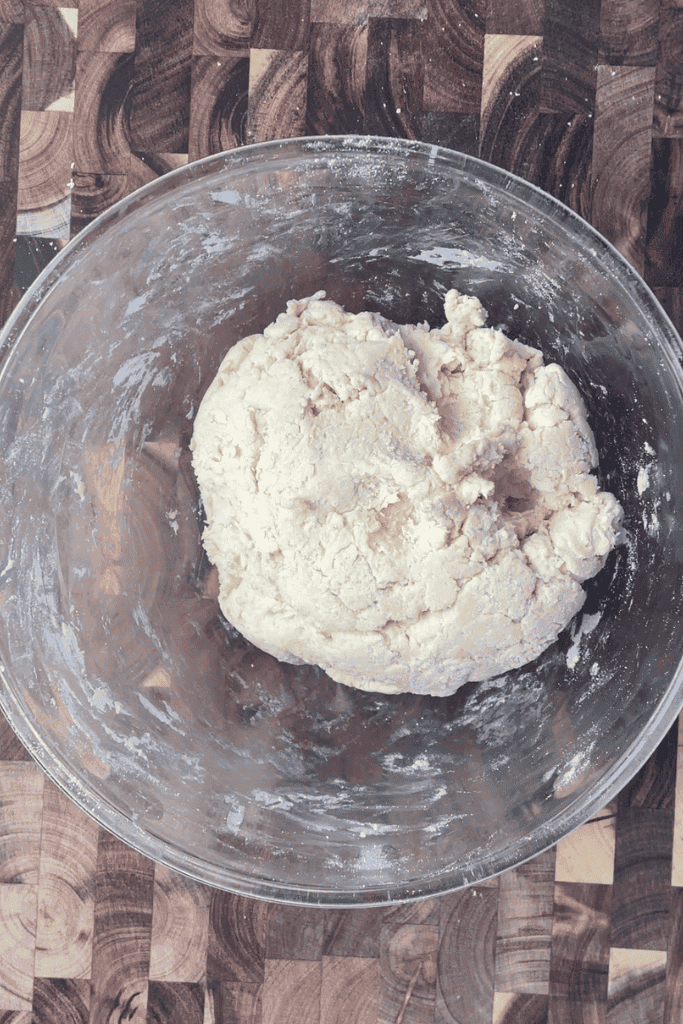 Rough puff pastry dough mixed just until no dry flour remains