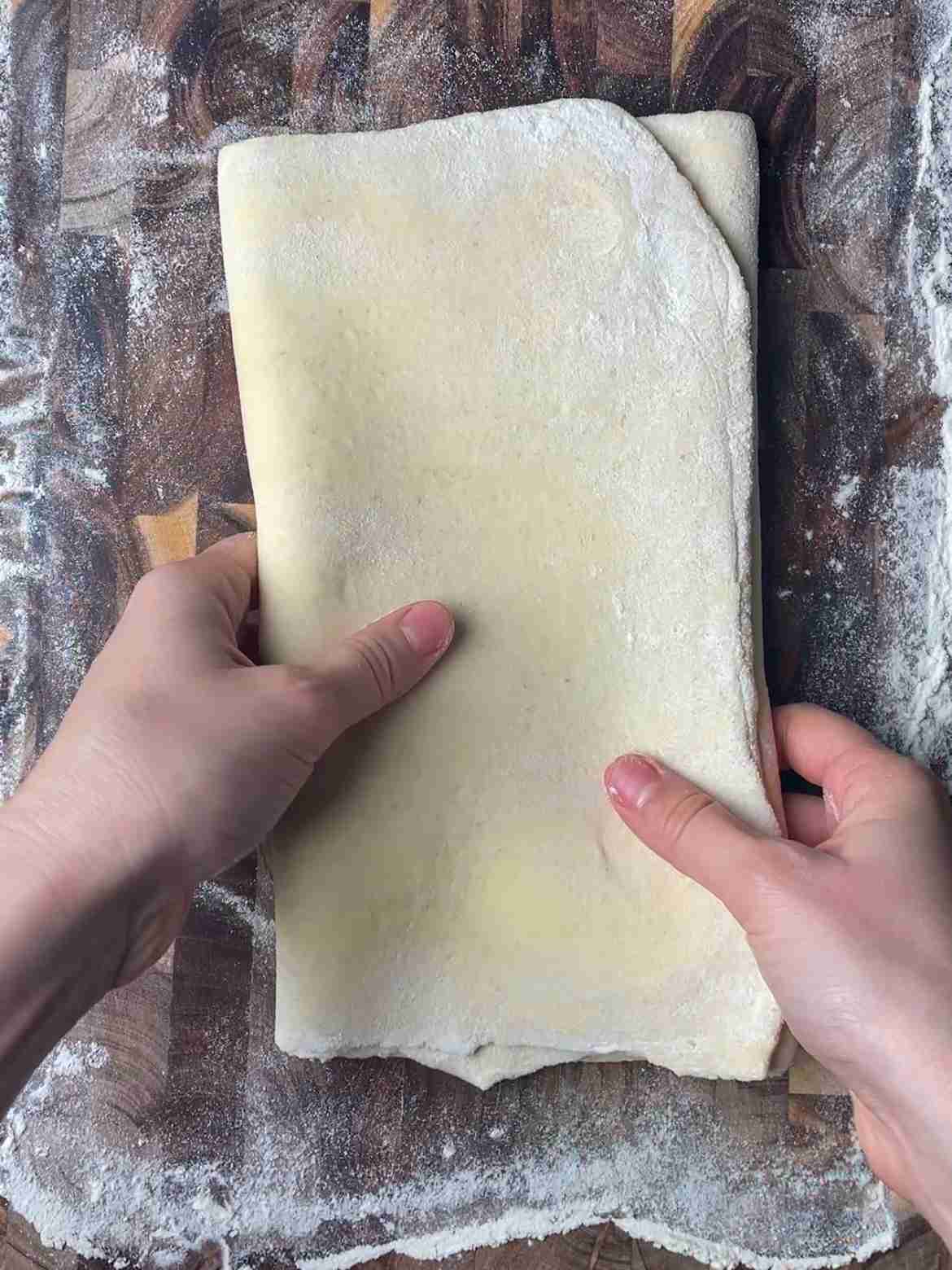 Second letter fold completed for sourdough puff pastry dough