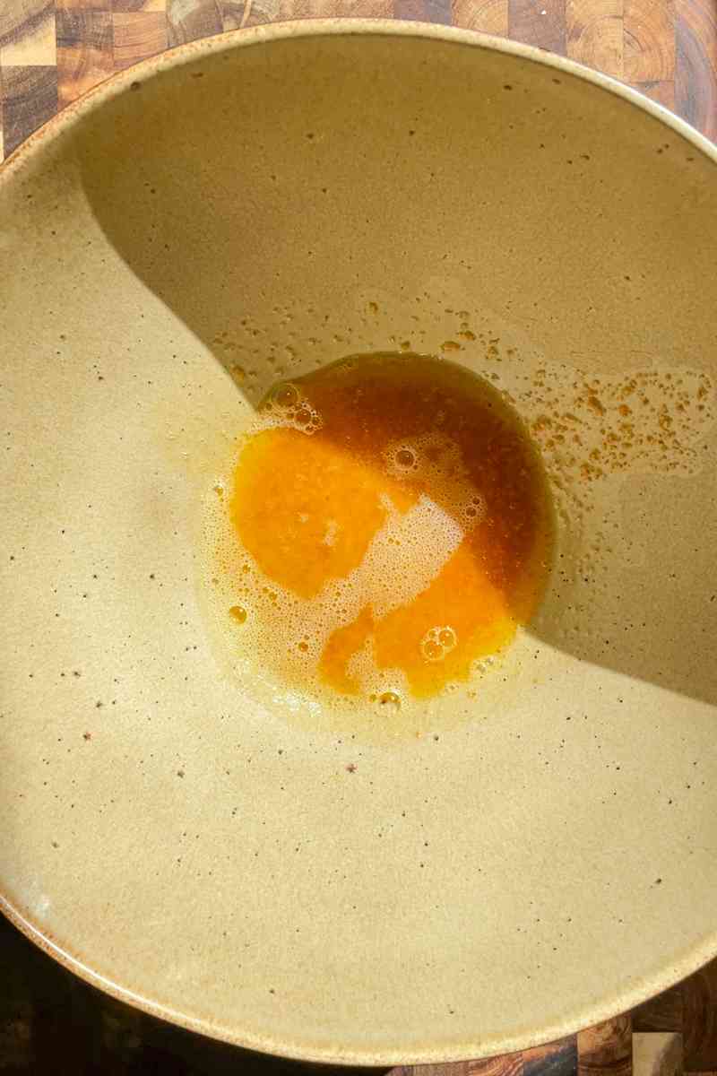 Browned butter in a bowl for sourdough discard granola